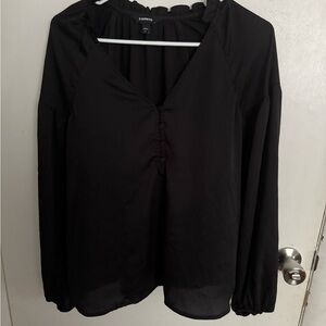 Express Women's Elegant Black Long Sleeve Blouse